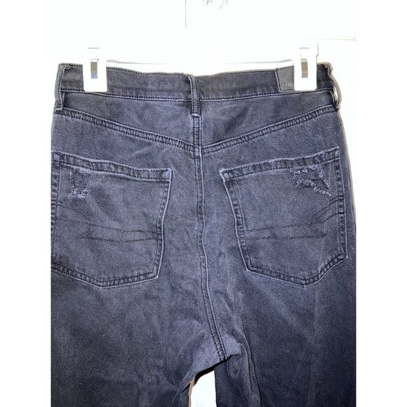AMERICAN EAGLE Womens Black Wash Distressed Mom Straight Jeans Size 6 Short - Picture 8 of 15